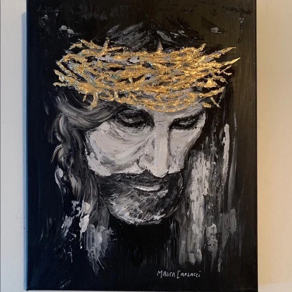 Stretch Canvas w/textured medium and acrylic with 22 carat gold leaf - 11x14 - Picture 5 of 5